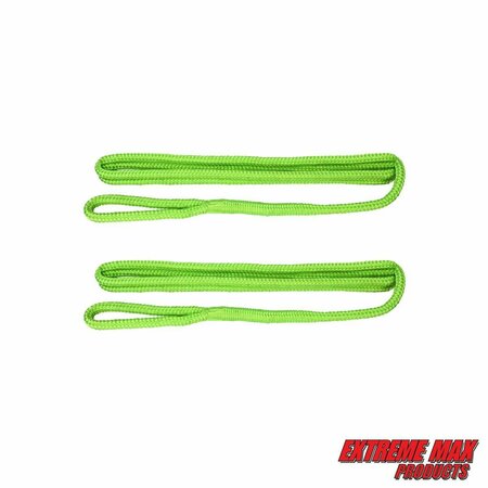 Extreme Max Extreme Max 3006.2597 BoatTector Premium Double Braid Nylon Fender Line Value-3/8" x 6' Neon Green 3006.2597